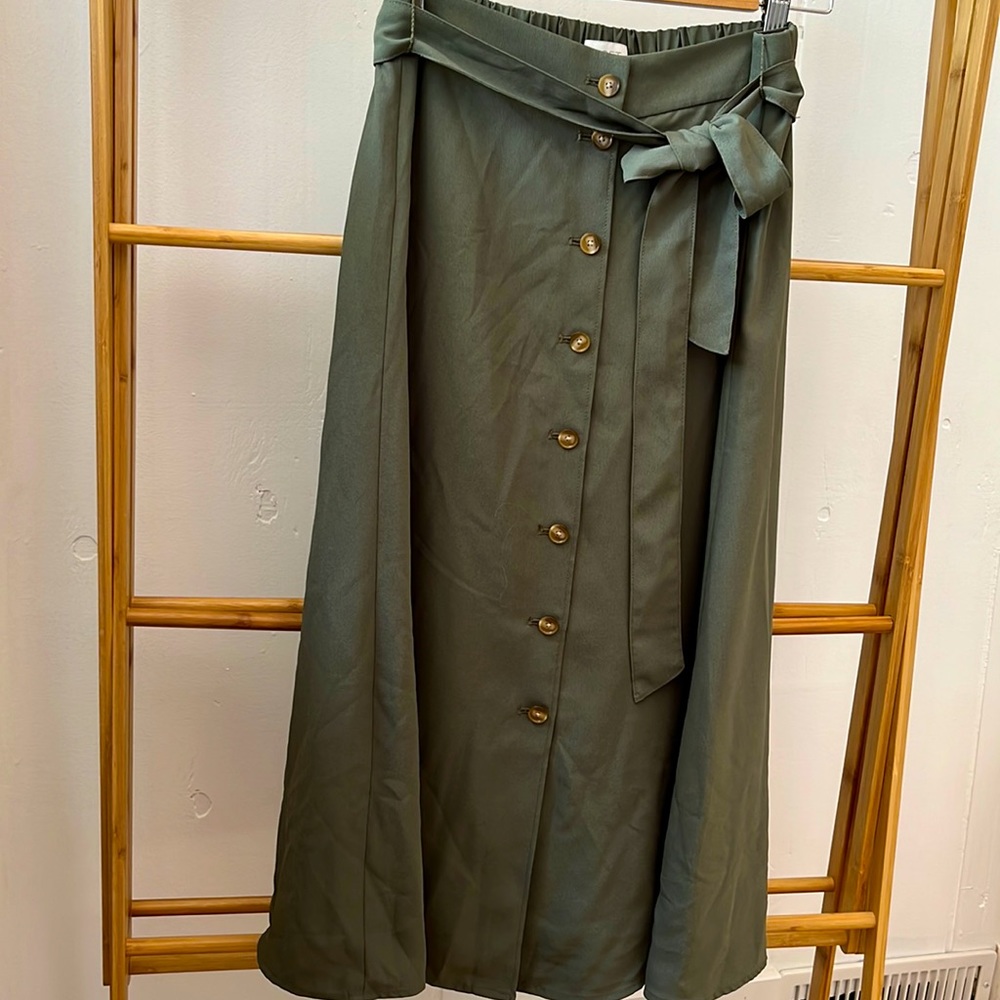 Loft Outlet High Waist Midi Skirt, buttons and tie